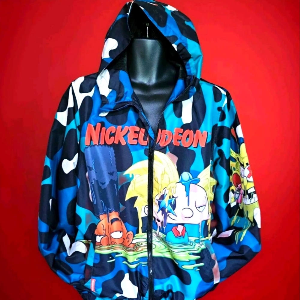 MEMBERS ONLY Nickelodeon RugRats SpongeBob Adult Med Windbreaker Jacket READ